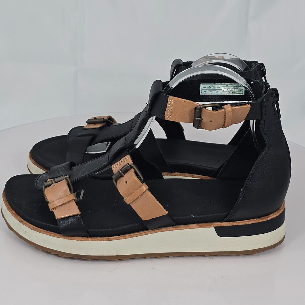 Merrell Roam Buckle Women 9 Black Leather Slingback/Gladiator Comfort Sandals
